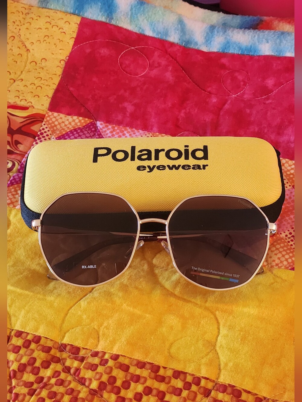 Polaroid NWOT Geometric Gold Metal Brown Polarized RX-ABLE Sunglasses